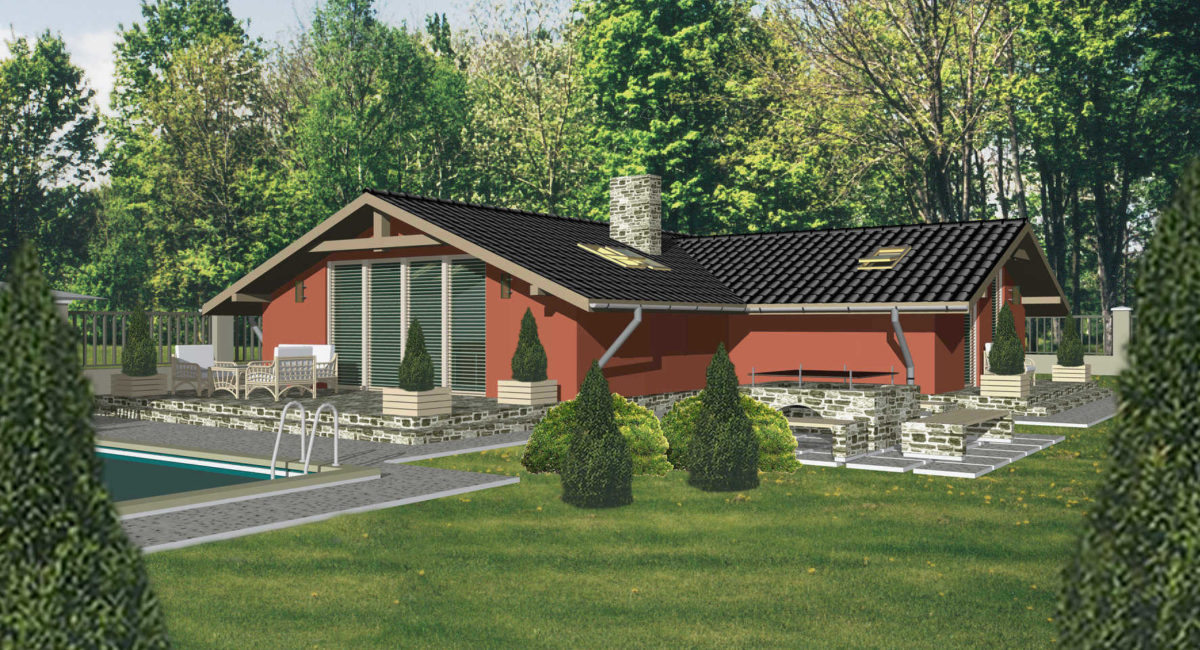 projekt vizualizáció, bungaló ház
