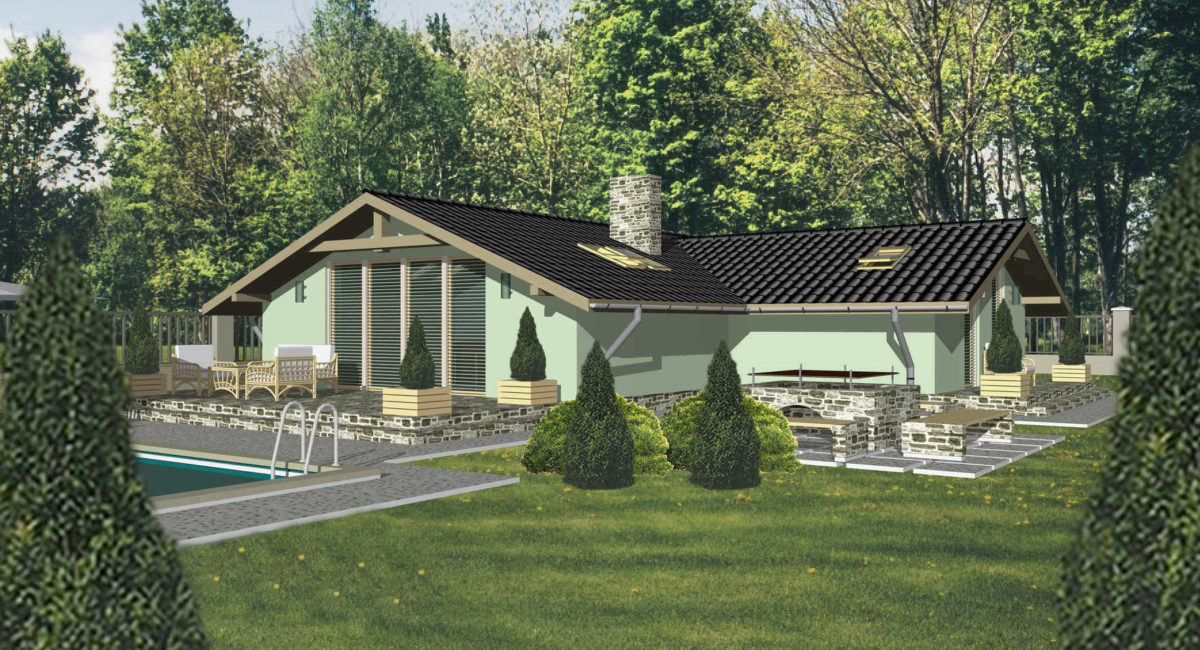projekt vizualizáció, bungaló ház